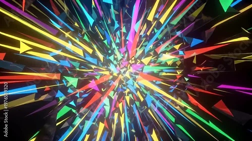 Vibrant Abstract Shapes Exploding in Motion.