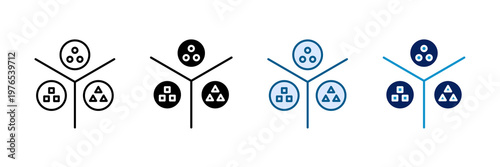 Clustering Model Icon Set Multiple Style Collection