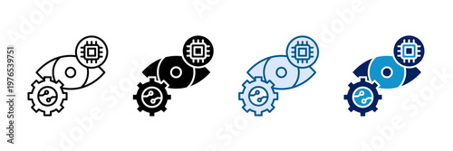 Machine Vision Icon Set Multiple Style Collection