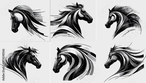 black and white tattoo of a horse