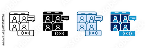 Webinar Streaming Icon Set Multiple Style Collection