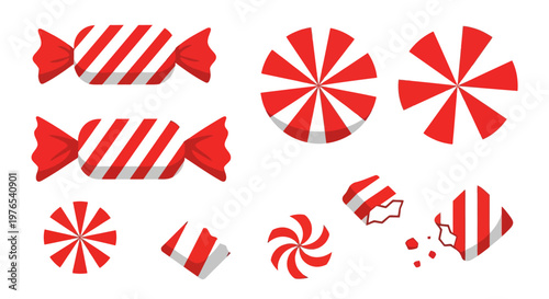 Colorful peppermint candy shapes.