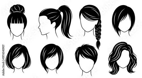 Different hairstyles for women illustration.