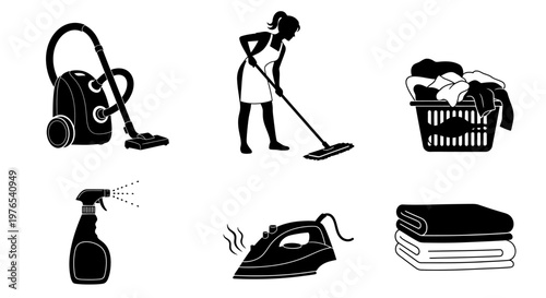 Household cleaning and laundry tools.