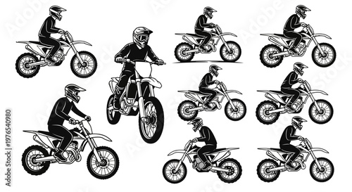 Man riding dirt bike motorcycle.