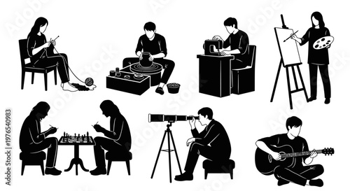 People engaged in various creative activities.