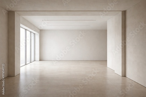 Minimalist Interior with Framed Opening and Side Window Light for Premium Commercial Background