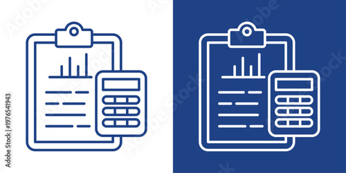 Accounting Report Blue And White Icon Style Collection
