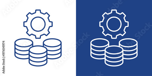 Management System Blue And White Icon Style Collection
