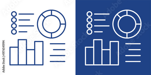 Analytics Chart Blue And White Icon Style Collection