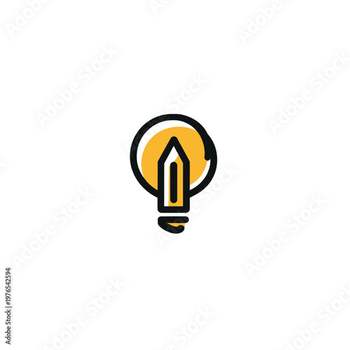 A creative lightbulb design, featuring a pencil-shaped filament within a circle