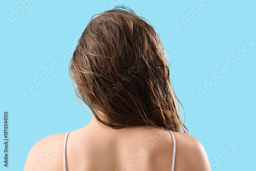 Young woman after washing h...