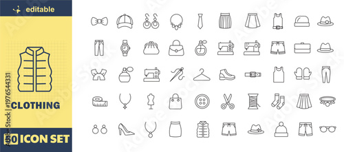 A set of editable clothing icons for fashion design and e-commerce