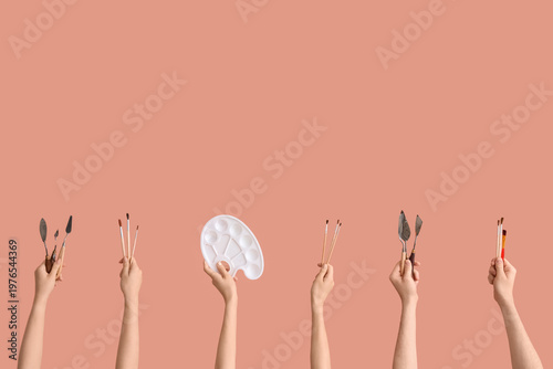 Female hands with artist's ...