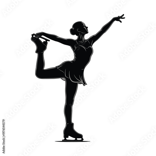 Graceful figure skater performing an elegant pose on ice