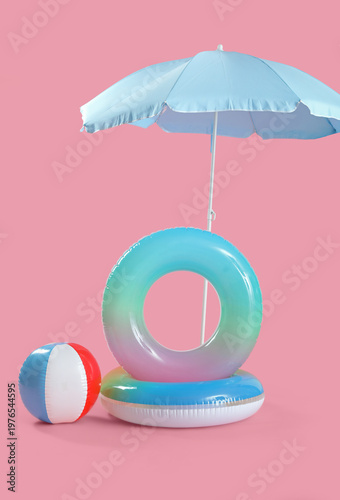 Swim rings with beach ball ...