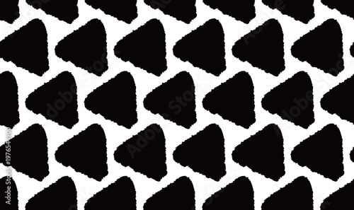 手書き風三角タイルシームレスパターン・モノクロ白黒背景素材