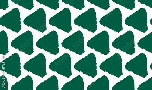 手書き風三角タイルシームレスパターン・ダークグリーン緑背景素材