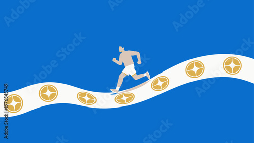 Person running on path with coins