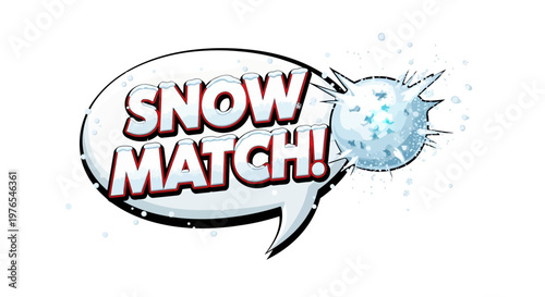 Snowball Fight Comic Speech Bubble with Snowball Impact