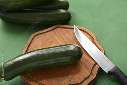 Fresh zucchini on wooden cu...