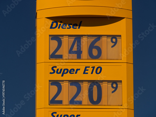 Fuel Price Display at Gas Station in Germany