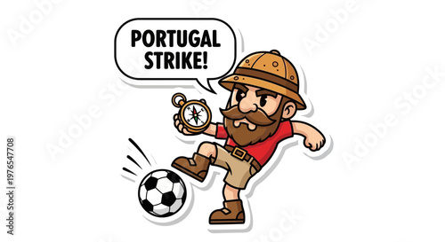 Fotografie Adventurer Kicking Soccer Ball, Portugal Strike!
