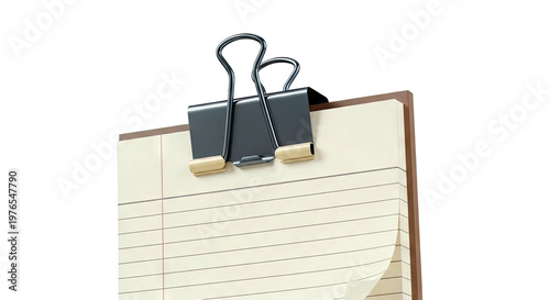 Binder Clip on Lined Notebook Paper