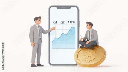 Businessmen discussing financial growth