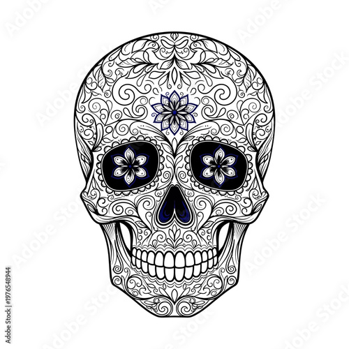 Decorative sugar skull with flowers.