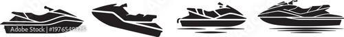 Set of Four Stylized Personal Watercraft Icons Vector Illustration for Summer Sport Concepts