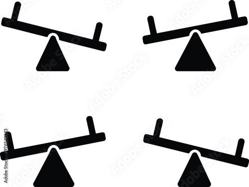 PrintSeesaw silhouettes, playground icons, balance design, childhood play, outdoor activity, recreational equipment, symmetry pattern, kids fun, vector illustration, graphic
