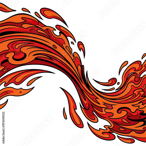 Vibrant Orange Abstract Flame Design Element.