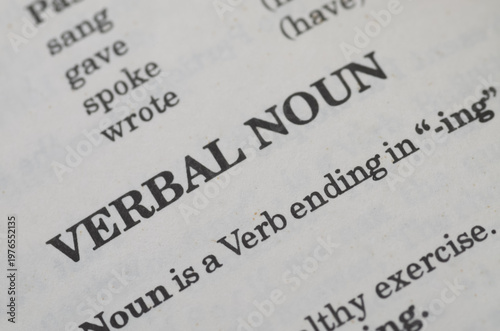 Verbal Noun Grammar Definition and Gerund Explanation Close Up