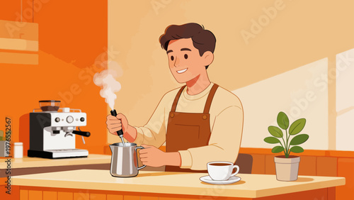 Barista preparing coffee in a cafe