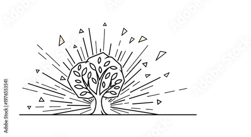 Abstract Tree Growth Bursting with Energy and Geometric Shapes