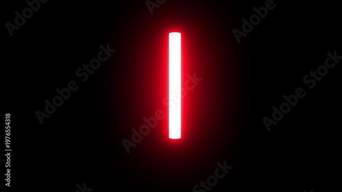 Red Neon Vertical Glowing Tube Looping Animation on Black Background
