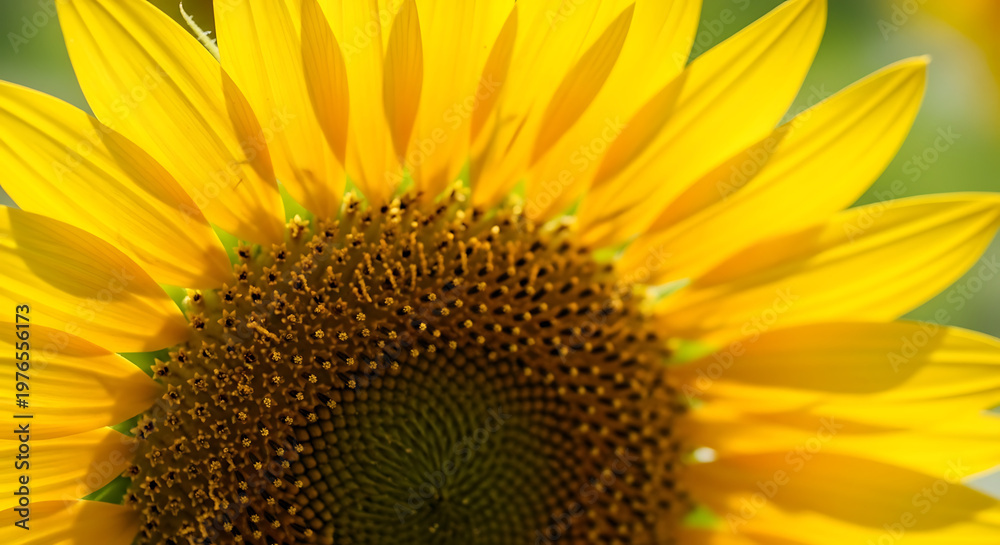 Naklejka premium CloseUp of Bright Yellow Sunflower Bloom.
