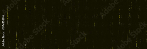 Secure Blockchain Ledger Data Stream with Golden Binary Code Falling on Black Background