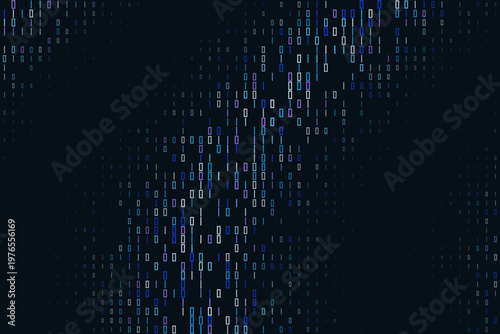 Abstract binary code matrix representing quantum computing data stream and encrypted network
