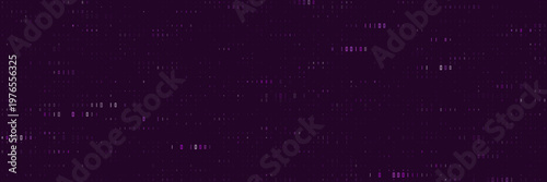 Abstract Quantum Computing Data Stream with Purple Binary Code for Cybersecurity Visualization