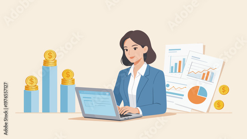 Businesswoman working with financial data