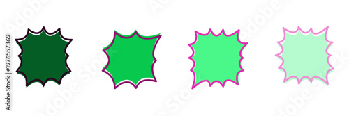 Eco conscious comic book style product labels and green starburst callouts for marketing