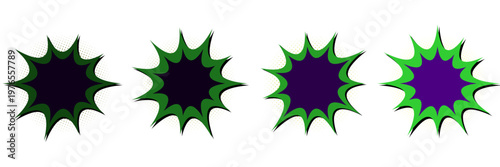 Toxic Green and Purple Comic Book Explosion Bubbles for Villain Battle Scenes