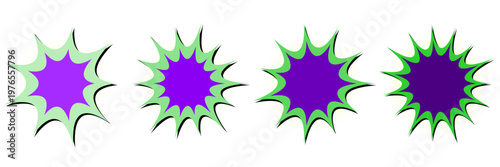 Toxic Radioactive Comic Book Explosion Stickers Purple and Green Pop Art Starbursts