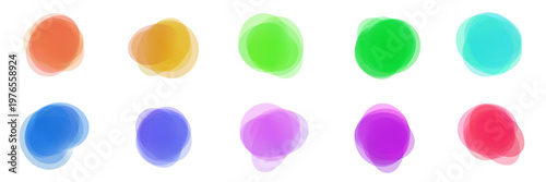 Abstract colorful translucent blobs for neurodiversity awareness and sensory processing visual aids