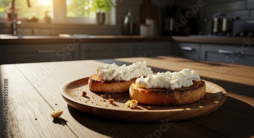 Deliciously Toasted Cinnamon Rolls with Cream Cheese Frosting on a Wooden Table.
