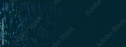 Abstract Quantum Computing Data Visualization with Blue and Green Pixels