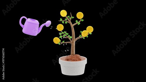 3D Indian Rupee Investment | Alpha Channel