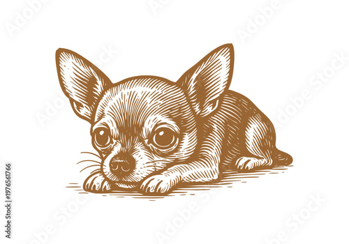 Chihuahua dog hand drawn simple sketch vector illustration